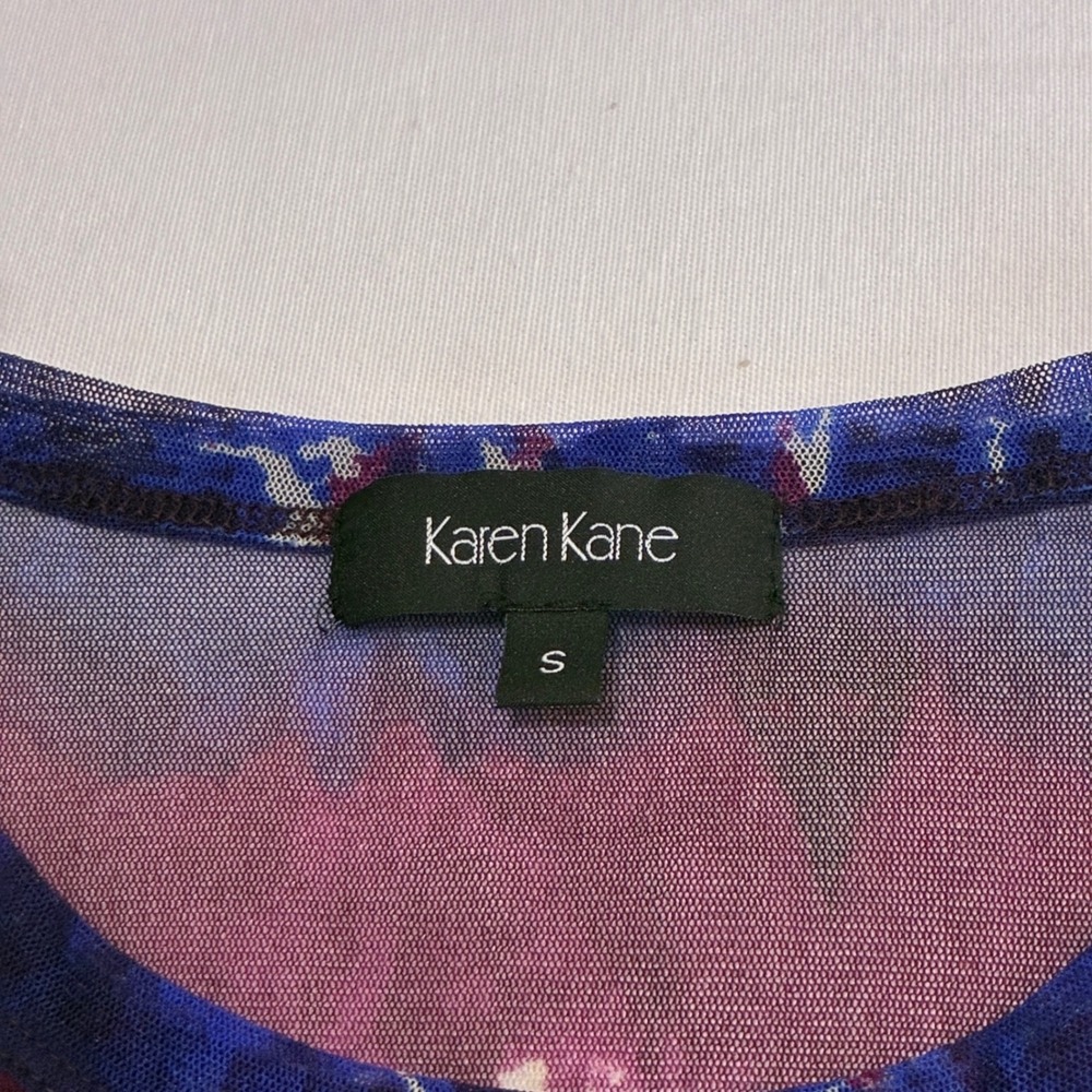 Karen Kane Sheer Mesh Tie Dye Top Women‎ Small Long Sleeve Layering Y2K Grunge - Picture 8 of 10